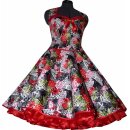 Blumen Sommerkleid zum Petticoat rot schwarz weiß