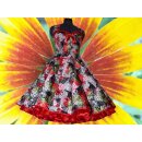 Blumen Sommerkleid zum Petticoat rot schwarz weiß