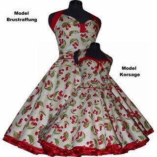 Kirschen rot Petticoat Kleid weiss Cherry  3 D Rockabilly 