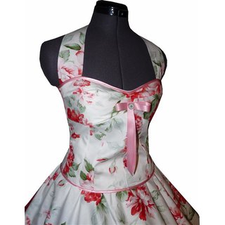 Romantisches Blumenkleid zum Petticoat weiß rosa Blüten