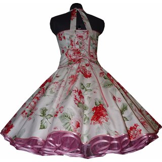 Romantisches Blumenkleid zum Petticoat weiß rosa Blüten