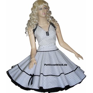 Punkte Petticoat Kleid Rockabilly wei kleine schwarze Tupfen