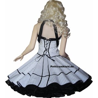 Punkte Petticoat Kleid Rockabilly weiß kleine schwarze Tupfen