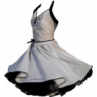 Punkte Petticoat Kleid Rockabilly weiß kleine schwarze Tupfen