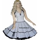 Punkte Petticoat Kleid Rockabilly weiß kleine schwarze...