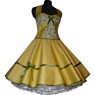 50er Jahre Petticoatkleid Brautkleid  gelb zum Petticoat  Fliederblüten 