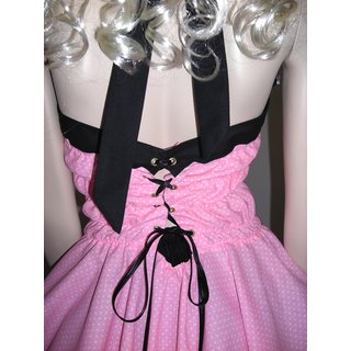 Einteiler-Kleid Rockabilly rose-weiße kleine Punkte