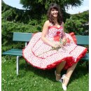 Petticoat Kleid 50th Korsagen weiss rote Punkte wirbelnd