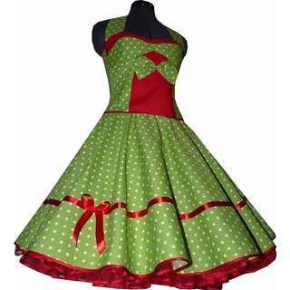 Petticoat Kleid 50th Korsagen grün rot weiße Punkte