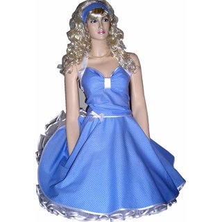 Punkte Petticoat Kleid Rockabilly hellblau weie kleine Tupfen wei