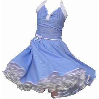 Punkte Petticoat Kleid Rockabilly hellblau weie kleine Tupfen wei