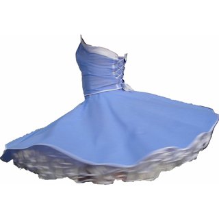 Punkte Petticoat Kleid Rockabilly hellblau weiße kleine Tupfen weiß