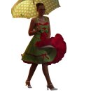 Petticoat Kleid 50th Korsagen grün rot weiße...