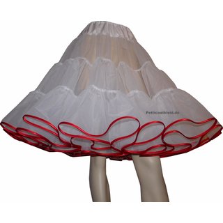 Petticoat Organdy weiß Band rot, schwarz, weiß mittleres Volumen 58cm