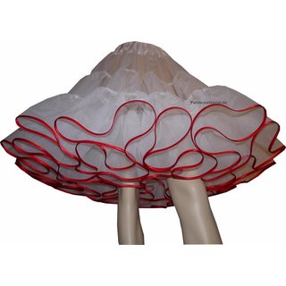 Petticoat Organdy weiß Band rot, schwarz, weiß mittleres Volumen 58cm