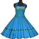 50er Jahre Kleid zum Petticoat türkis mit grünen Akzenten