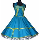 50er Jahre Kleid zum Petticoat türkis mit grün gelben...