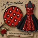 50er Kleid zum Petticoat weiße Punkte schwarze Blumen M2