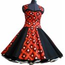 50er Kleid zum Petticoat weiße Punkte schwarze Blumen M2