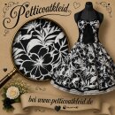 Festliches schwarzes Blumenkleid zum Petticoat 50er Jahre