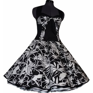 Festliches schwarz weißes 50er Jahre Blumenkleid Petticoat Kleid Jugendweihe Abschlussball