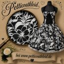 Festliches schwarz weißes 50er Jahre Blumenkleid Petticoat Kleid Jugendweihe Abschlussball