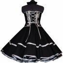 Festliches Rockabillykleid schwarz zum Petticoat Blumen weiß
