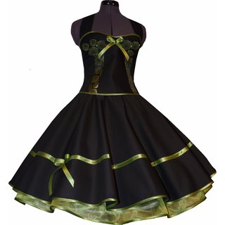 Kleid festlich zum Petticoat schwarz grüne Lurex Rosen