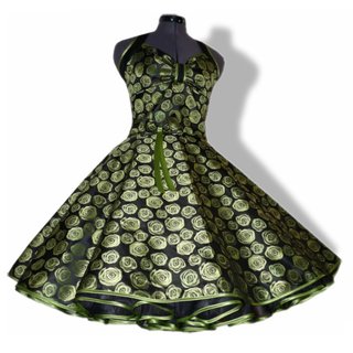 Exklusives Festkleid Petticoatkleid grne Rosen glnzend