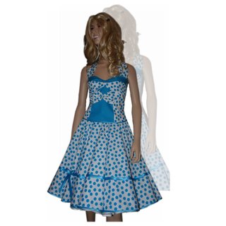 Petticoat Kleid 50th Korsage weiß türkis Punkte