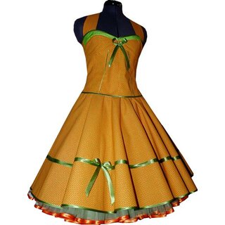 Petticoatkleid 50er Jahre Minikaro kariert orange grün gelb Rockn Roll