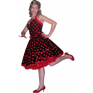 Punktekleid Rockabilly schwarz groe rote Tupfen