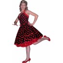 Punktekleid Rockabilly schwarz große rote Tupfen