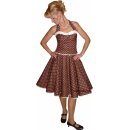 50er Jahre Swingkleid Punkte braun zum Petticoat Korsage