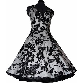 maximize Celsius Step 50er Jahre Kleid zum Petticoat weiß schwarz Blumen - Tanzkleid-