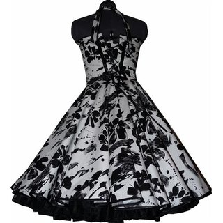 50er Jahre Kleid zum Petticoat weiß schwarz Blumen