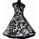 50er Jahre Kleid zum Petticoat weiß schwarz Blumen
