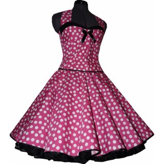 50er Kleid zum Petticoat pink weiße tanzende Punkte schwarz
