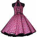 50er Kleid zum Petticoat pink weiße tanzende Punkte schwarz