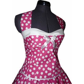 50er Kleid zum Petticoat pink weiße tanzende Punkte weiß