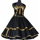 Festliches 50er Kleid zum Petticoat schwarz Dekoltee gold gelb schwarze Rosen