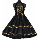 Festliches 50er Kleid zum Petticoat schwarz Dekoltee gold gelb schwarze Rosen