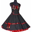50er Tanzkleid zum Petticoat schwarz Punkte Rosen rot