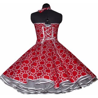 Rotes Tanzkleid der 50er Petticoatkleid im Kettendesign