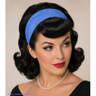 50er Jahre Haarband Rockabilly hellblau/blau mit kleinen weißen Punkten