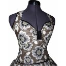 Retrokleid zum Petticoat mit Retroblumen olive creme schwarz