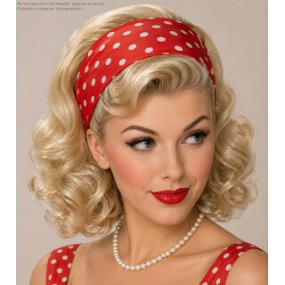 50er Jahre Haarband Rockabilly rot mit kleinen weißen Punkten