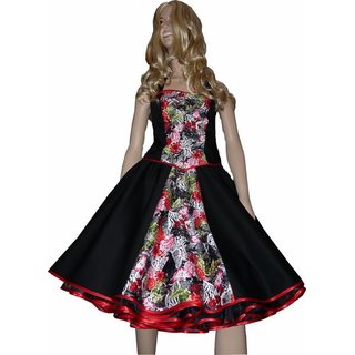 Kleid zum Petticoat Doppeloptik schwarz bunte Blumen