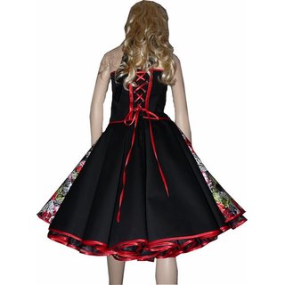Kleid zum Petticoat Doppeloptik schwarz bunte Blumen