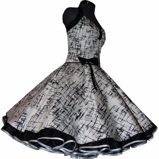 Modisches Petticoatkleid weiß schwarz Design Streifen
